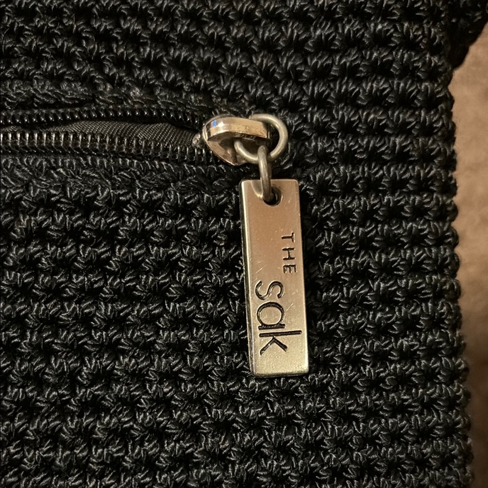 Black Knit Bag with Silver Zipper Pull